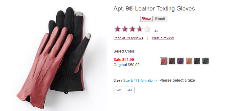 Kohls texting gloves